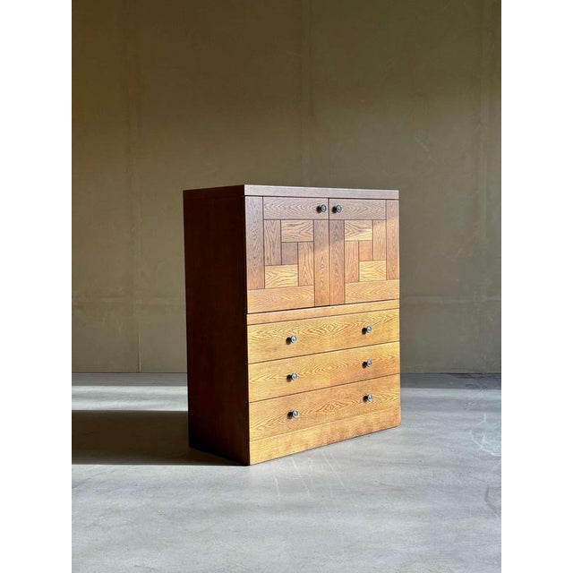 Brutalist Oak Bar Cabinet with Drawers, 1980s For Sale - Image 16 of 16