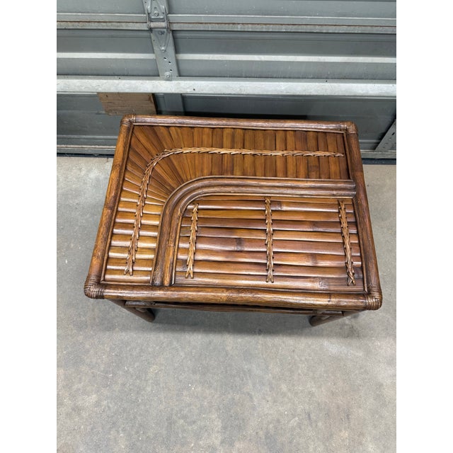 1970s Split Bamboo Rising Sun Side Table For Sale - Image 9 of 12