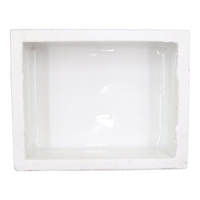 Vintage White Ceramic Recessed Bathroom Soap Dish For Sale