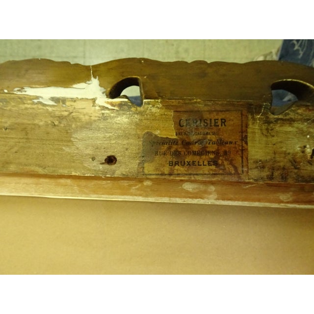 Hand Carved, Gilt, Solid Wood Picture Frame Circa 1900 From Belgium For Sale - Image 11 of 18