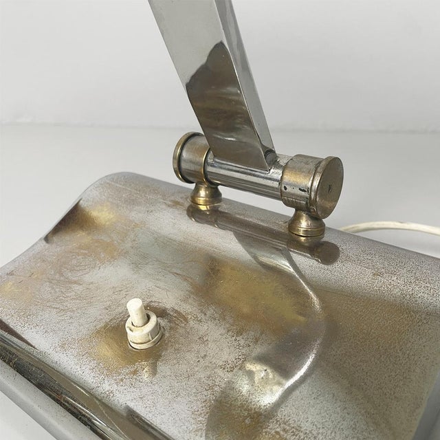 Italian Art Deco Table Lamp in Chromed Brass, 1930s For Sale - Image 12 of 13
