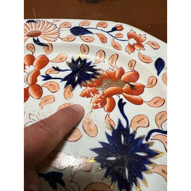 Orange Antique Mason’s Ironstone Decorated Imari Style Platter, Circa 1810’s For Sale - Image 8 of 12