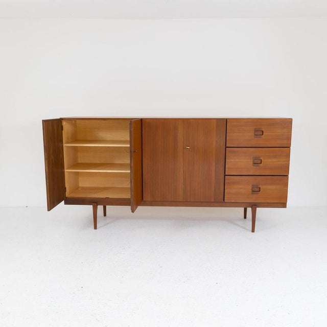 1960s Teak Sideboard with Maple Interior and Brass Details, Italy, 1960s For Sale - Image 5 of 11