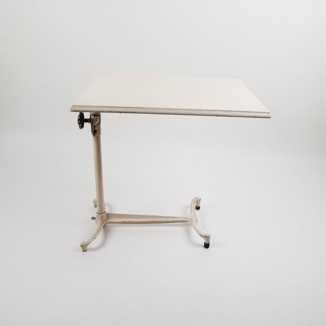 Antique American Tilt Top Side Table, circa 1900 Produced by Sidway Elkhart of Chicago as a hospital bed table, this very...