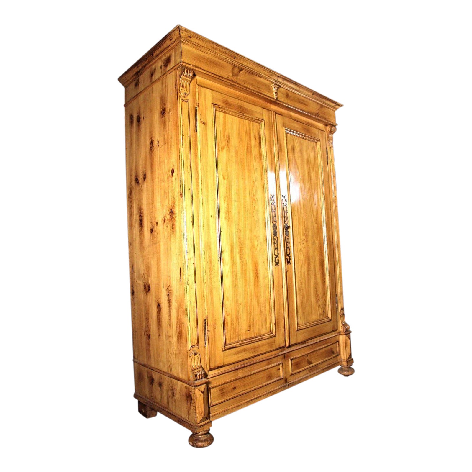 19th C. Provincial Country Pine Armoire Chairish