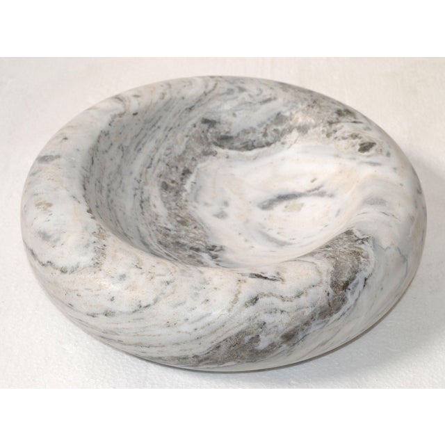 20th Century Mid-Century Modern Handmade Carrara Marble Bowl Plate Centerpiece For Sale - Image 12 of 12