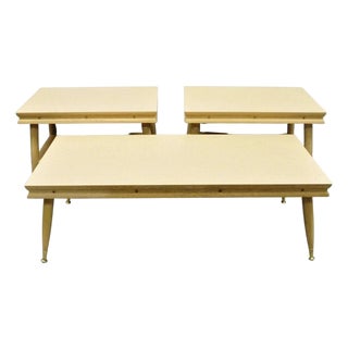 Vintage Mid Century Modern Atomic Era Laminate & Wood Coffee Table Set - 3 PCS For Sale