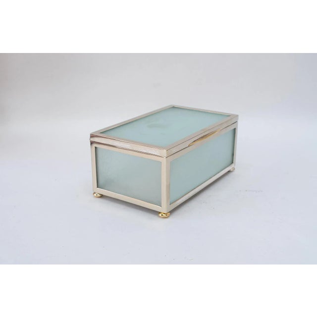 Art Deco Jewelry Box nickel and glass around 1920s Original condition