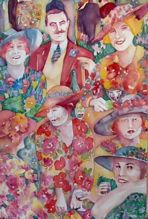 1980s Sandra Jones Campbell Watercolor Painting