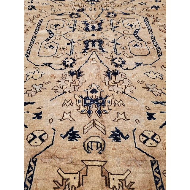 Brown Antique Indo-Mahal, Handmade Oriental Rug, Blue, Taupe, Creams All-Over Design For Sale - Image 8 of 17