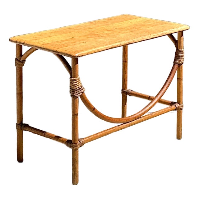 Vintage MCM Heywood Wakefield Wide Table For Sale