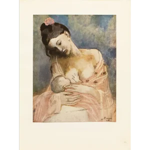 1948 After Pablo Picasso "Mother and Child", First Edition Period Lithograph With C. O. A.