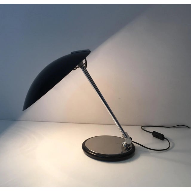 Design Adjustable Chrome and Black Lacquered Desk Lamp, circa 1970 For Sale - Image 10 of 13