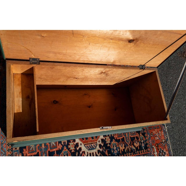 19th Century American New England Pine Blanket Chest in Old Green Paint For Sale - Image 17 of 18