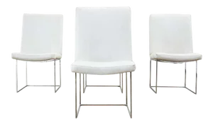 Set of Four Milo Baughman Thin Line Chrome Dining Chairs