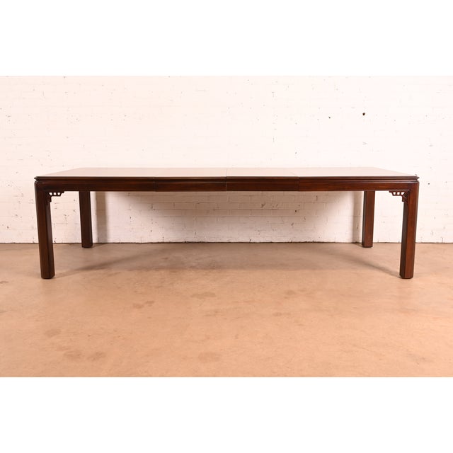 English Drexel Chippendale Mahogany Extension Dining Table, Newly Refinished For Sale - Image 3 of 16