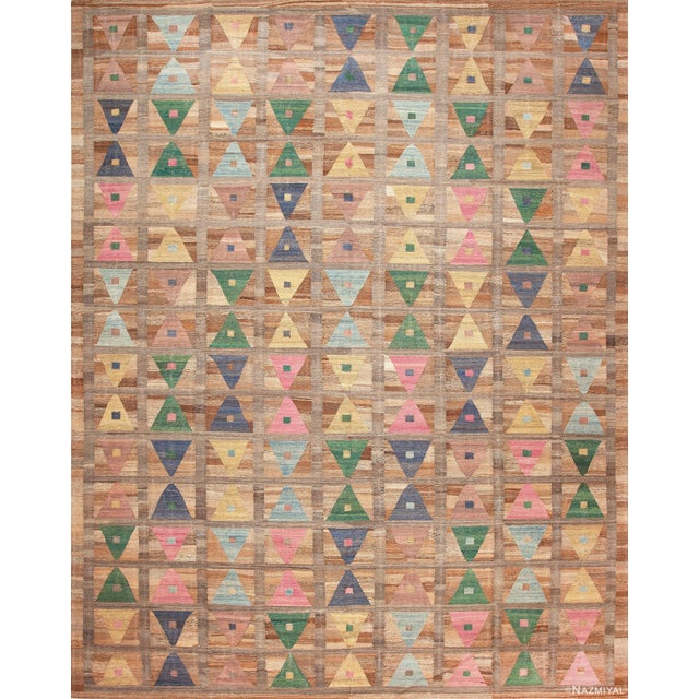 Funky Style Colorful Large Colorful Flatweave Modern Contemporary Geometric Kilim Rug, Country of Origin: Central Asia,...