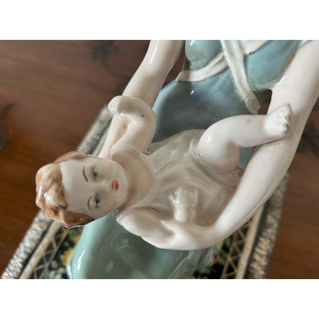 Art Deco Polychrome Ceramic Maternità Sculpture by Vincenzo Bertolotti, Italy, 1930s For Sale - Image 10 of 18