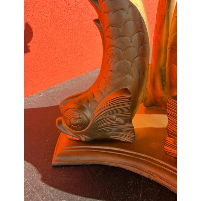 Hollywood Regency Solid Brass Dolphin Dining Table For Sale - Image 9 of 12