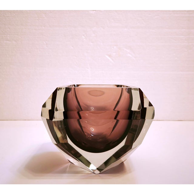 Mid-Century Modern Vintage Murano Sommerso Diamond Bowl attributed to Alessandro Mandruzzato, Italy, 1970s For Sale - Image 3 of 18