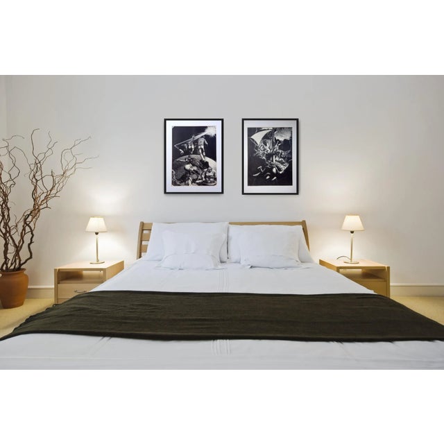 Set of two Black and White Surrealist Etchings. Circa 1960. Unsigned. Purchased in France. Measurements for each artwork...