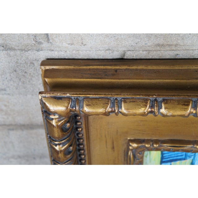 Late 20th Century Café Terrace at Night After Vincent Van Gogh Oil Painting Canvas Impressionist, Framed For Sale - Image 11 of 12