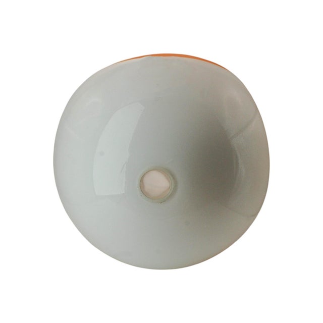 1970s Mid-Century Modern Space Age Orange and White Italian Opaline Glass Globular Lampshade, 1970s For Sale - Image 5 of 6