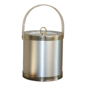 1970s Silver Gold Mosaic Ice Bucket by Georges Briard