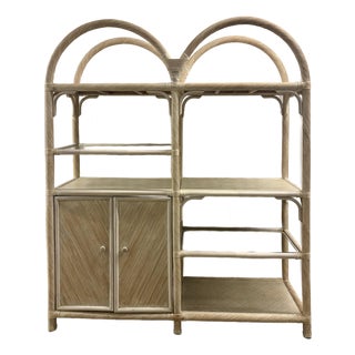 Vintage Rattan Pencil Reed Display Etegere For Sale