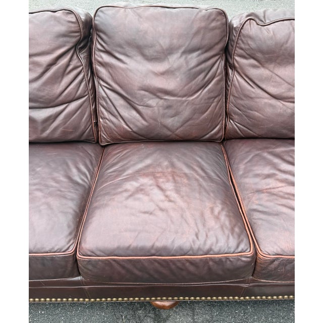 Brown Wesley Hall of Hickory Galleries Rolled Arm Leather Sofa For Sale - Image 8 of 12