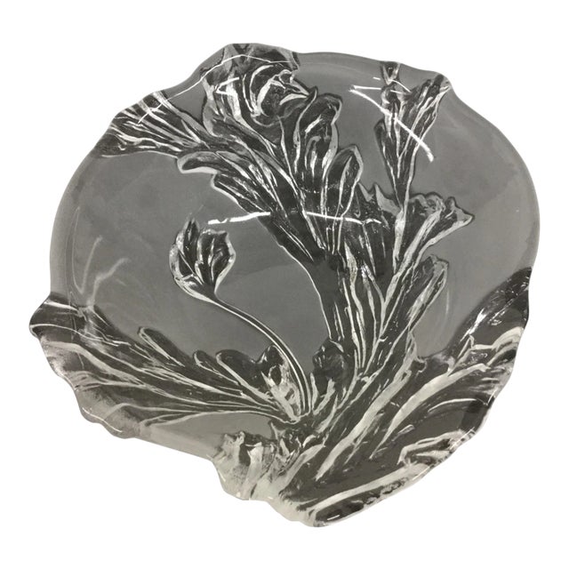 Carved Crystal Serving Bowl For Sale