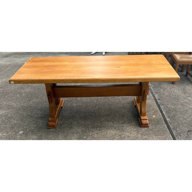 Wood Vintage French Country Trestle Dining Table For Sale - Image 7 of 12