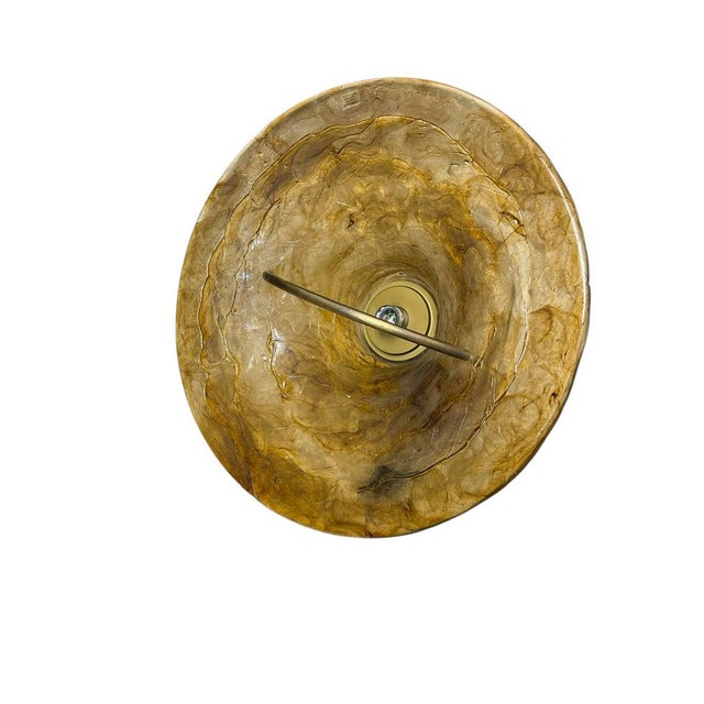 Amber Acrylic and Brass Hat-Shaped Pendant Lamp from Cristallux, Germany, 1970s For Sale - Image 9 of 14