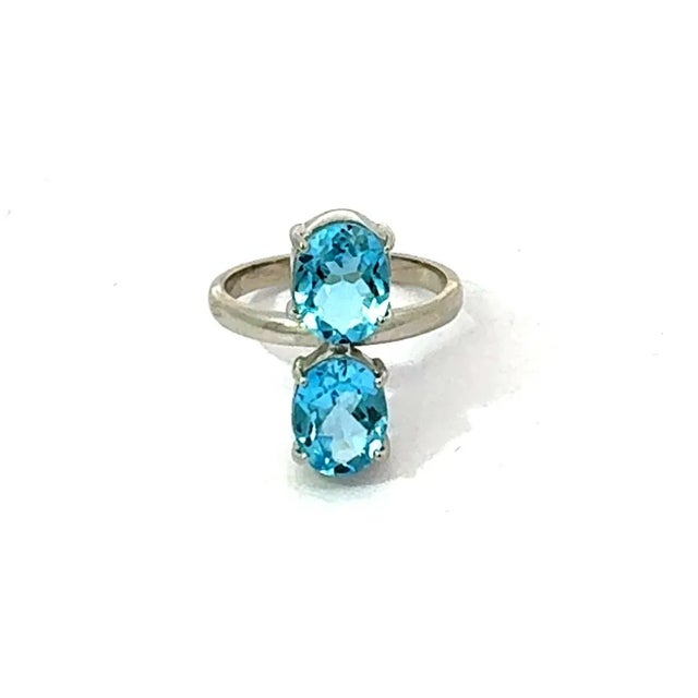 Metal Stunning 925 Silver Twin Ring With December Birthsotne 5.49 Carat Prong Set - Size 6 For Sale - Image 7 of 12