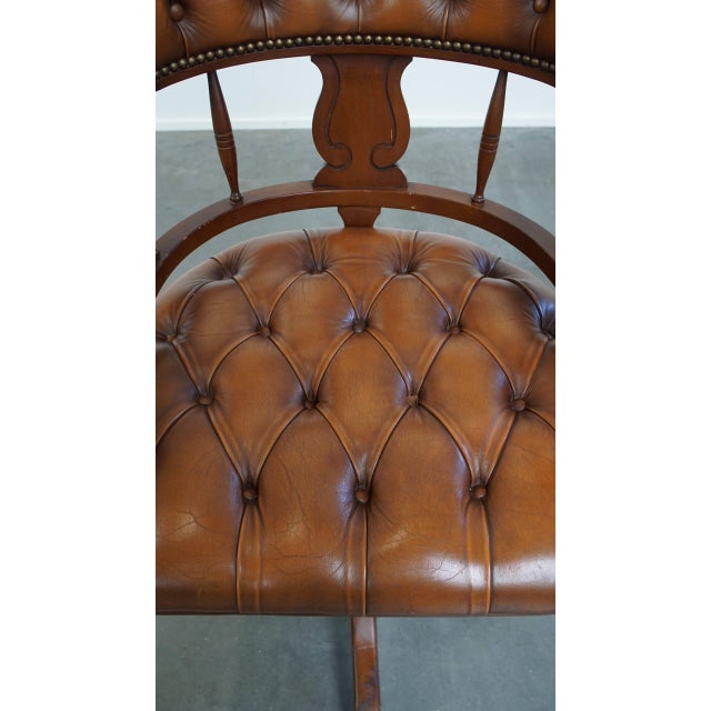 Chesterfield Office Chair in Cowhide and Wood For Sale - Image 6 of 16