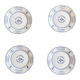 Blue and White French Appetizer Plates-Set of Four For Sale