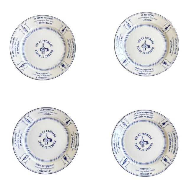 Blue and White French Appetizer Plates-Set of Four For Sale
