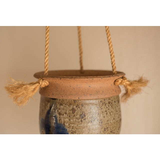 Mid-Century Modern Mid Century Modern Hanging Stoneware Ceramic Drip Glaze Planter Pot For Sale - Image 3 of 9