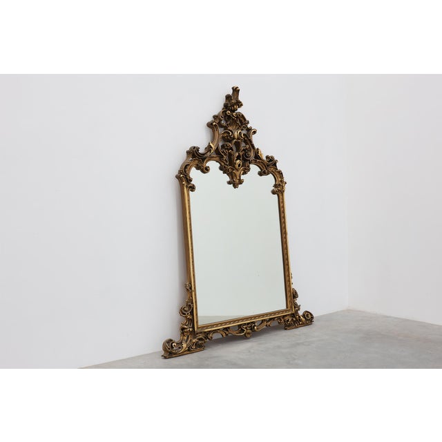 Rococo Large Rococo Style Giltwood Mirror from Deknudt, Belgium, 1950s For Sale - Image 3 of 14