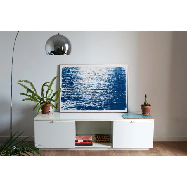 This is an exclusive handprinted limited edition cyanotype. "Abstract Ripples Under Moonlight" is a handmade cyanotype...