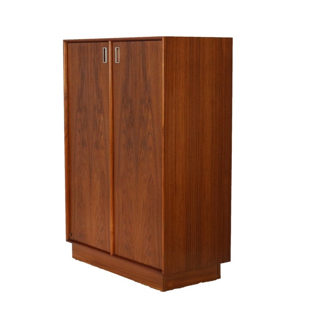 Mid Century Modern Danish Modern Teakwood Double Door Armoire 20thC For Sale - Image 10 of 17