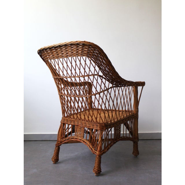 Vintage Armchair in Woven Rattan For Sale - Image 4 of 10