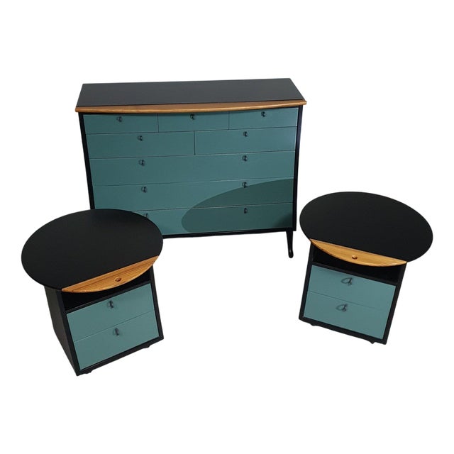 Sideboard and Bedside Tables by Umberto Asnago for Giorgetti, 1990s, Set of 3 For Sale
