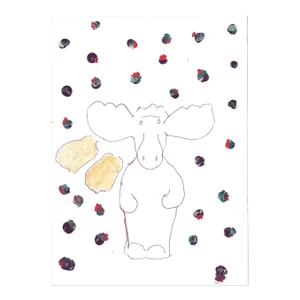 "Holiday Moose" Contemporary Minimalist Whimsical Animal Print on Fine Art Paper