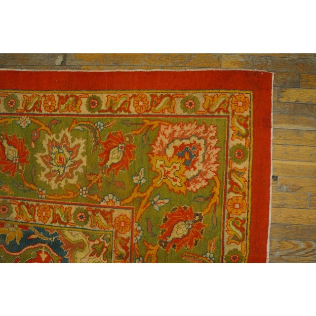 Textile Ultra-Classic Medallion With Yellow Accents in a Open Red Field Antique Indian Amritsar Rug For Sale - Image 7 of 11