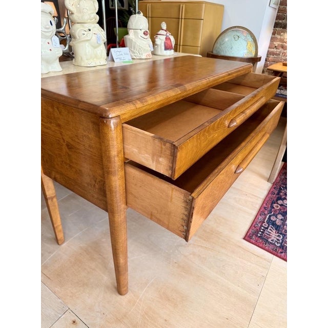 1940s Two Drawer Solid Maple Console Table For Sale - Image 11 of 13