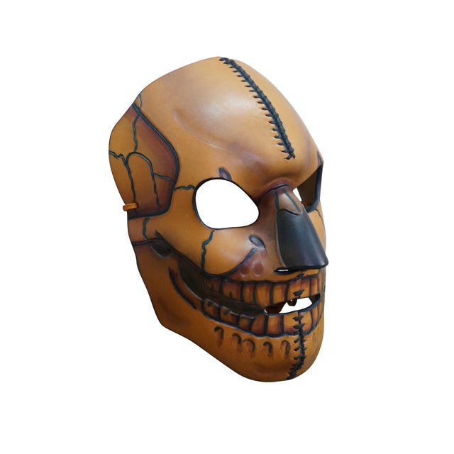 Rustic Leather Skull Face Mask Day of the Dead Carnival Mardi Gras Halloween For Sale - Image 3 of 12