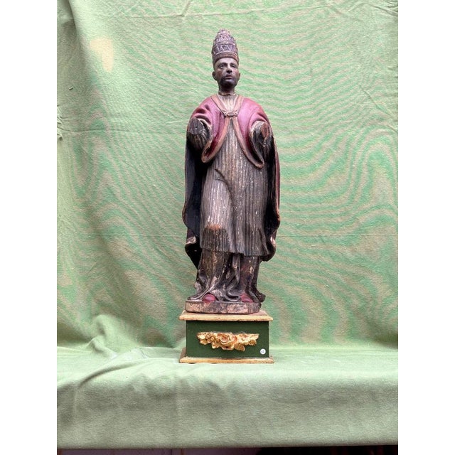 Polychrome Wood Carving of Pope Borgia, 1600s For Sale - Image 9 of 12