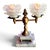 1950s Art Nouveau Style Double Arm Table Lamp With Frosted Floral Shaped Art Glass Shades For Sale - Image 14 of 15