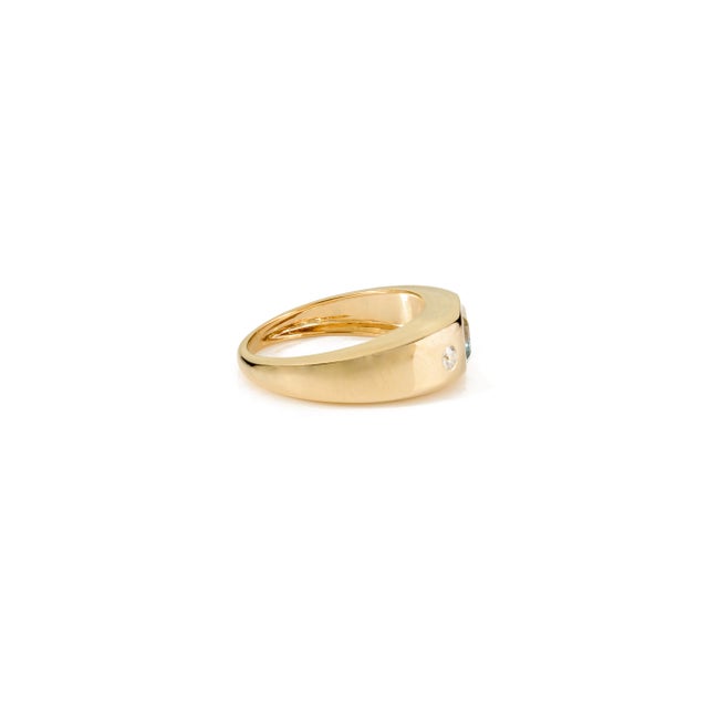 Not Yet Made - Made To Order Vintage Inspired Aquamarine Diamond Gold Signet Ring Size 5.5 For Sale - Image 5 of 11